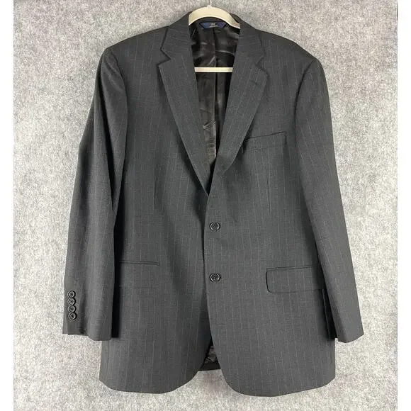 Brooks Brothers 346 Stretch Wool 2 Piece Suit Gray Striped Blazer 44R Pant 35x31